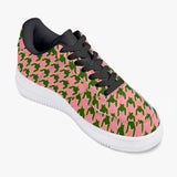 Sherlock Holmes Pink-Green Houndstooth Low-Top Leather Sneakers - The Sherlock Holmes Company