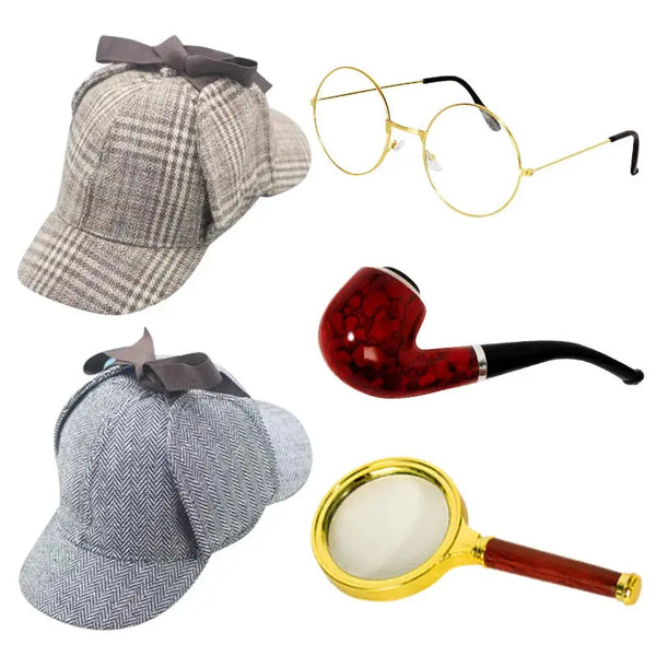Holmes Pipe Props Halloween Stage Performance Props Detective Hat Deerstalker Detective Sherlock Magnifying Glass Equipment Sherlock Holmes