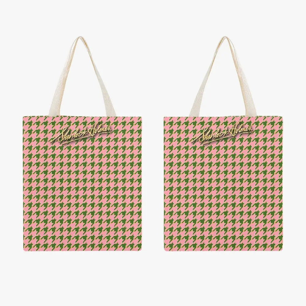 Houndstooth Tote Bag | Canvas Tote Bag | Sherlock Holmes