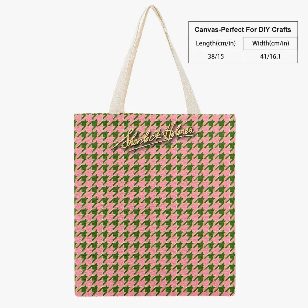 Houndstooth Tote Bag | Canvas Tote Bag | Sherlock Holmes