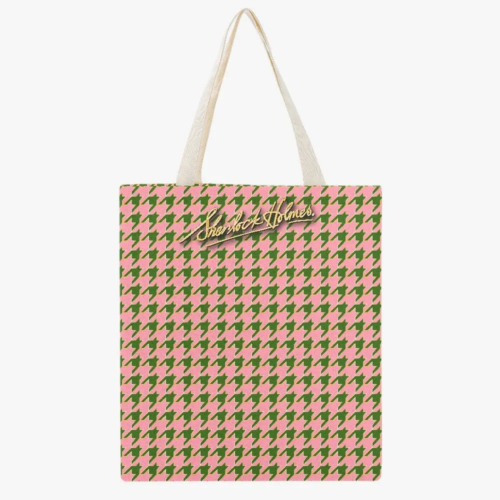 Houndstooth Tote Bag | Canvas Tote Bag | Sherlock Holmes
